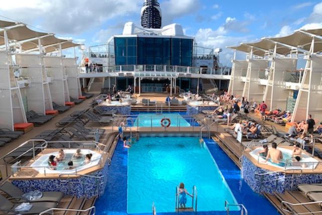 Pool deck aboard a Celebrity cruise ship